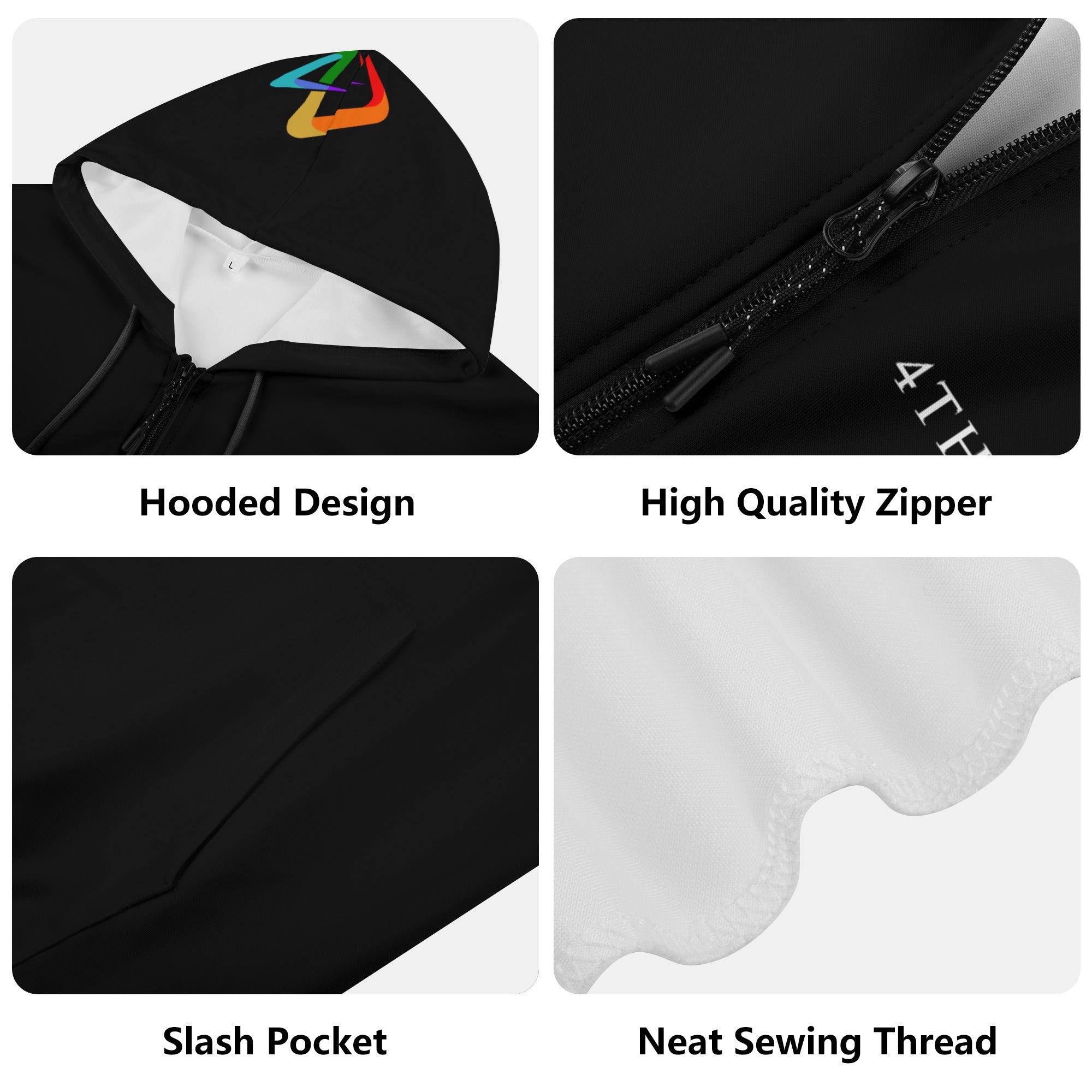 4thDMedia Zip Hoodie Black