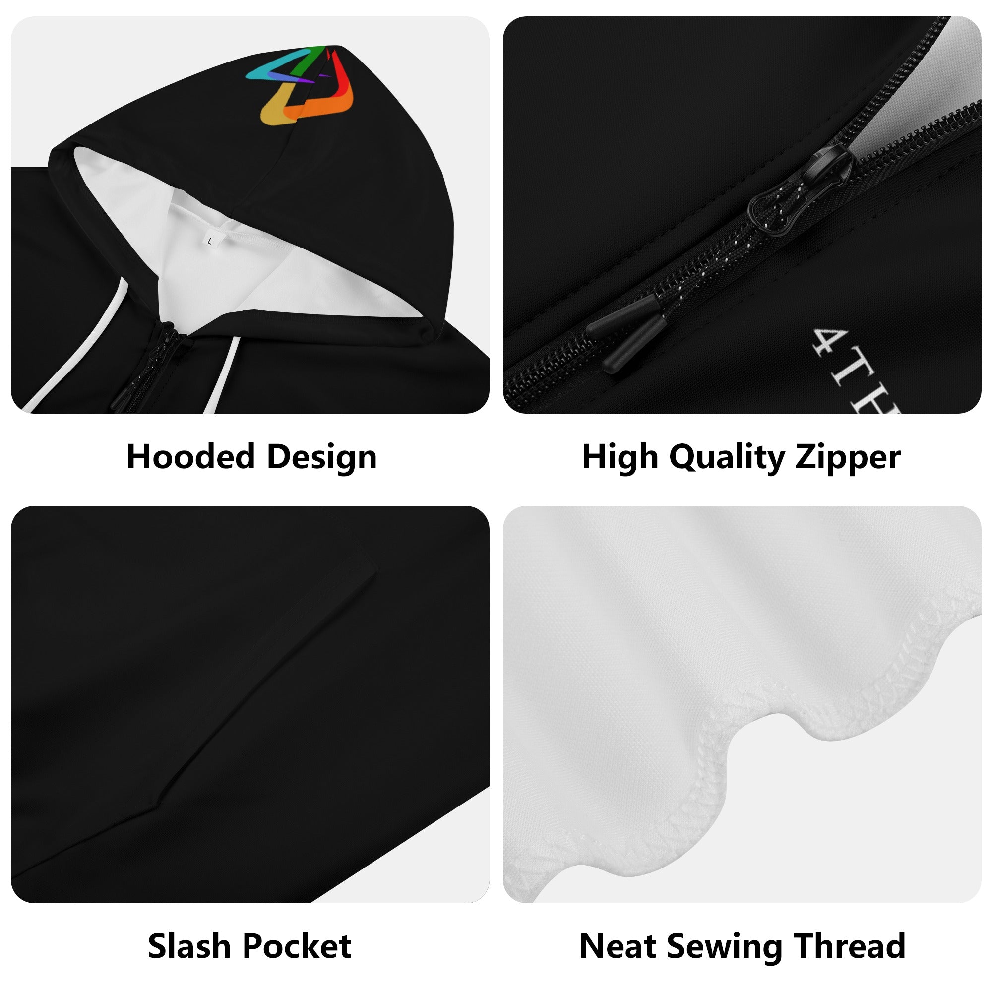 4thDMedia Zip Hoodie Black